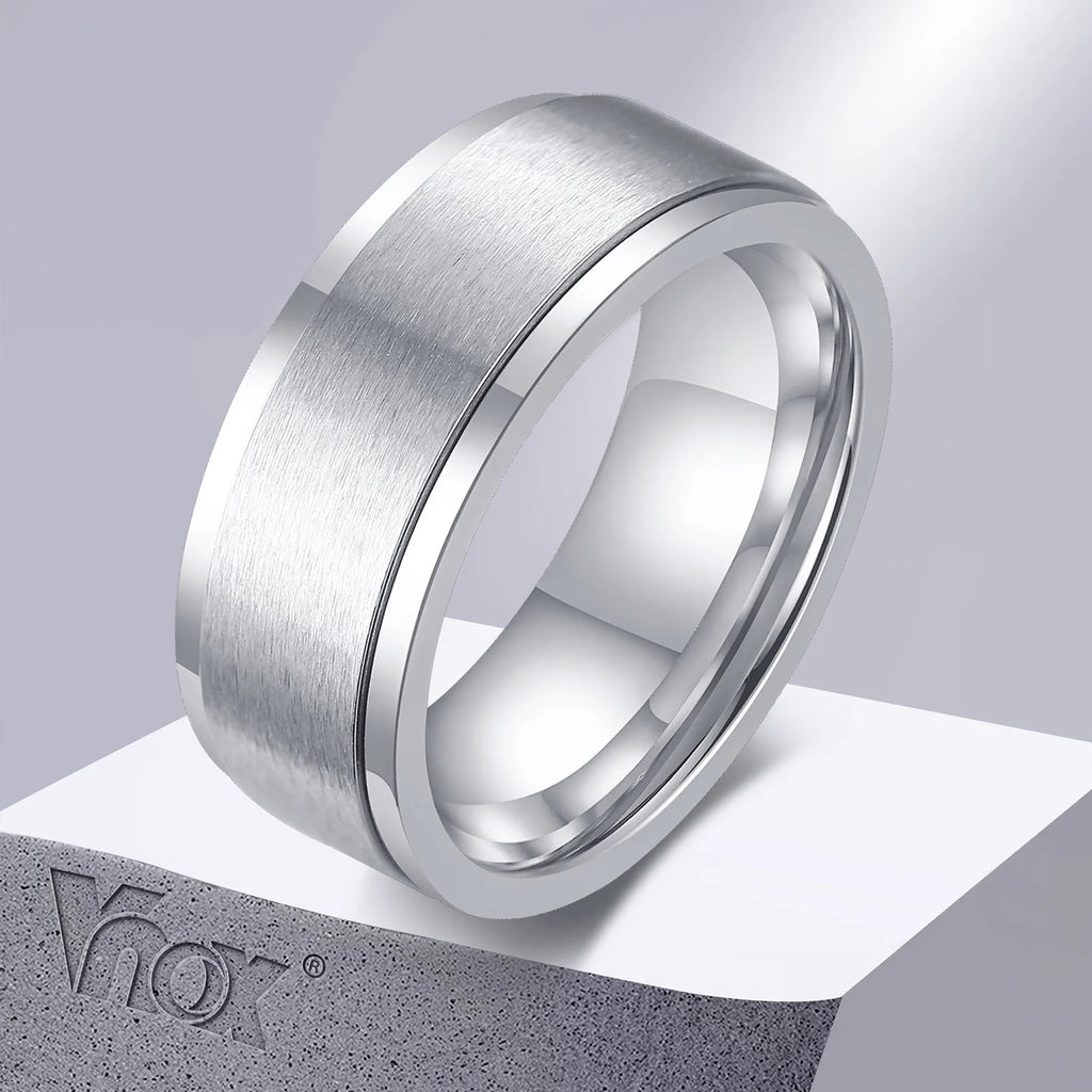 VNOX Spinner Ring for Men - Rotatable Stainless Steel Ring 6mm / 8mm, Classic Stress-Relief Ring