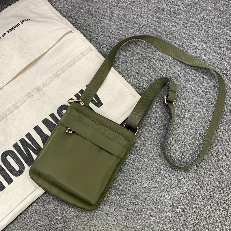 Practical Nylon Crossbody Bag with Zipper Mini